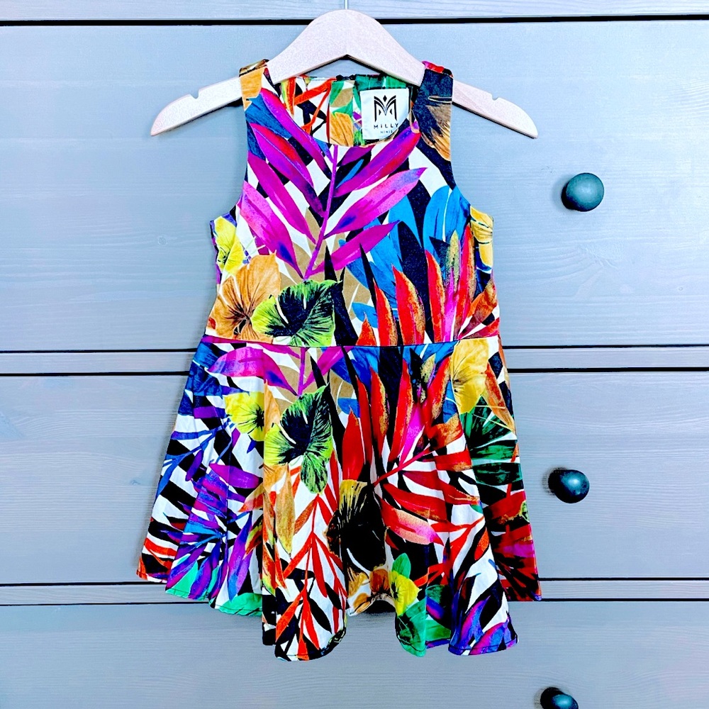 ♥️Milly Mini Sateen Tropical a floral dress seize 3T.